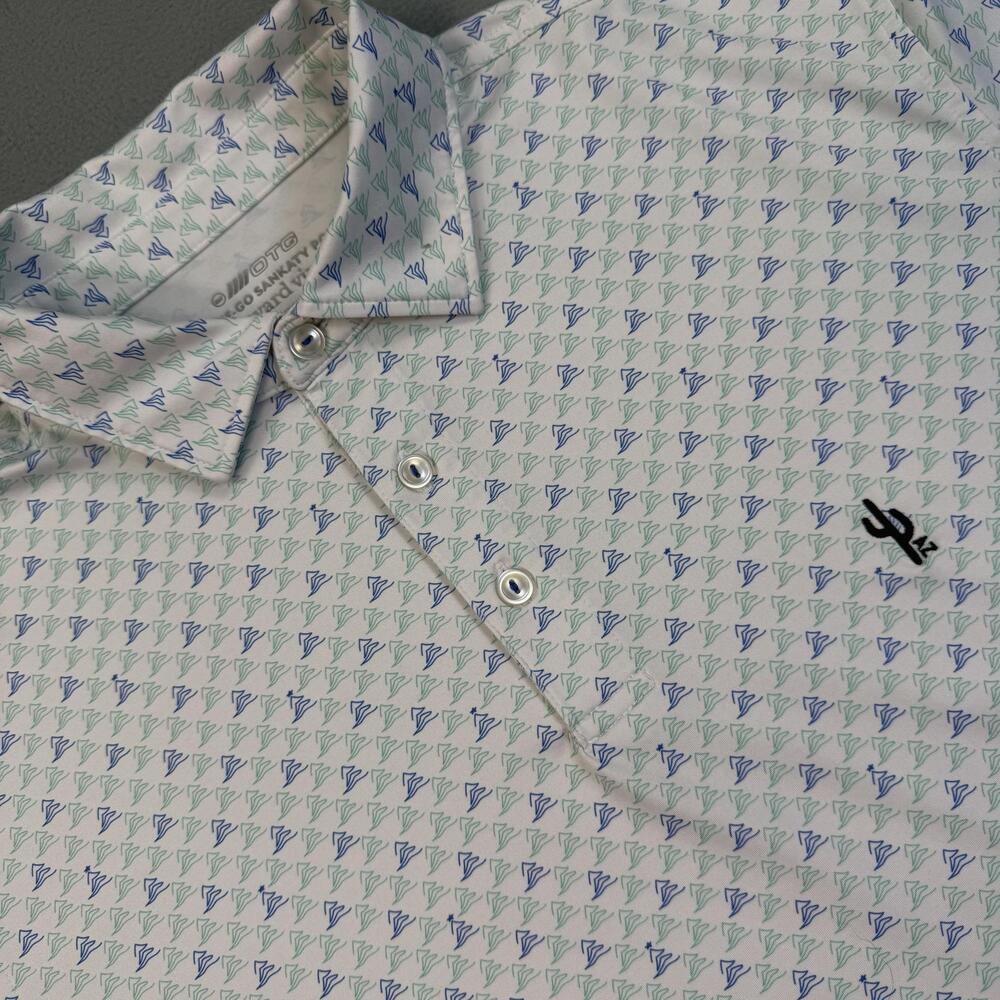 Vineyard Vines On-The-Go Sankaty Golf Polo Mens Medium White Scottsdale AOP